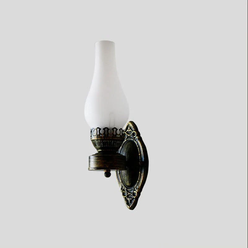 Wandlamp Petroleumstijl Glas Brons Metaal 42cm Hal Woonkamer Slaapkamer Retro Vintage Olielamp Look E26 Sfeerlamp | Sansoti