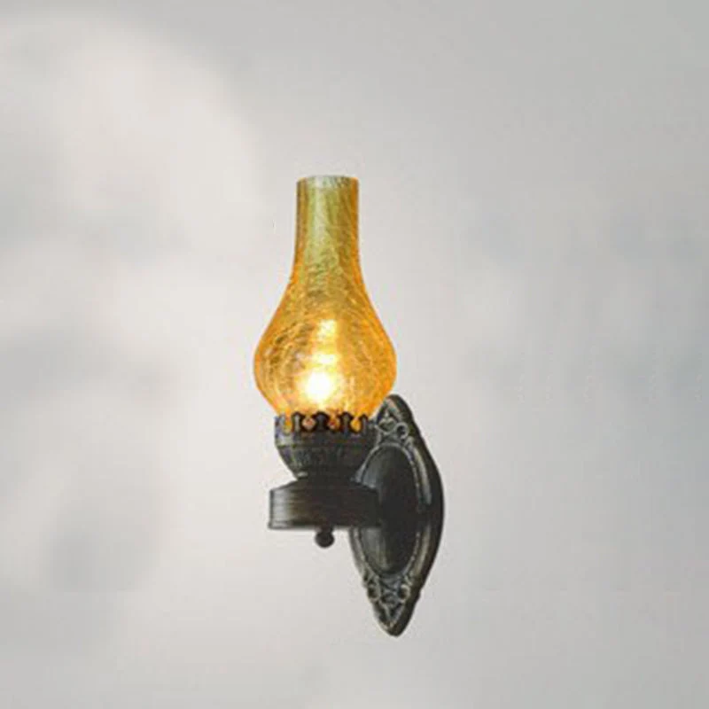 Wandlamp Petroleumstijl Glas Brons Metaal 42cm Hal Woonkamer Slaapkamer Retro Vintage Olielamp Look E26 Sfeerlamp | Sansoti