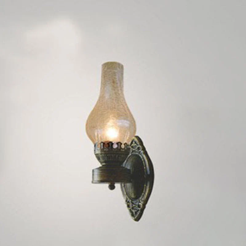 Wandlamp Petroleumstijl Glas Brons Metaal 42cm Hal Woonkamer Slaapkamer Retro Vintage Olielamp Look E26 Sfeerlamp | Sansoti
