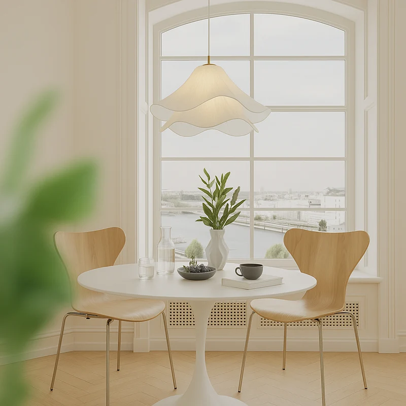 Etherule Bloem Hanglamp Stof Metaal Beige Eetkamer Hanglamp Gelaagd Design Sfeerverlichting Moderne Hanglamp | Sansoti