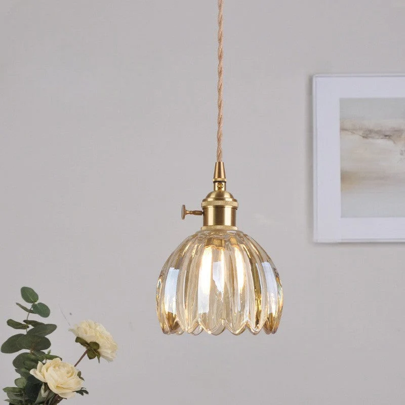 Japanse glazen hanglamp E27 glas transparant eetkamer bar verlichting minimalistisch design ribbelglas keuken hanglamp | Sansoti