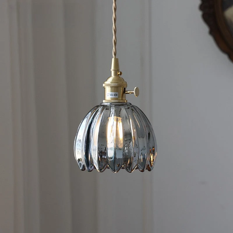 Japanse glazen hanglamp E27 glas transparant eetkamer bar verlichting minimalistisch design ribbelglas keuken hanglamp | Sansoti