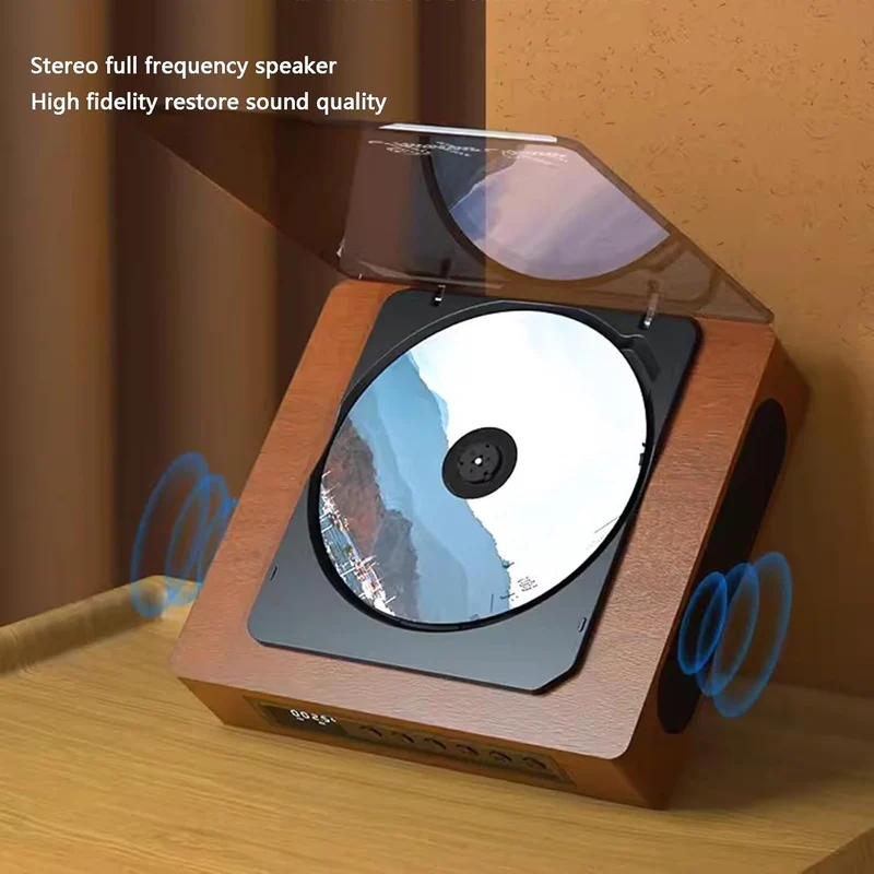 Retro CD Speler Bluetooth Vintage Muziekspeler Met FM Radio En LCD Display | Sansoti
