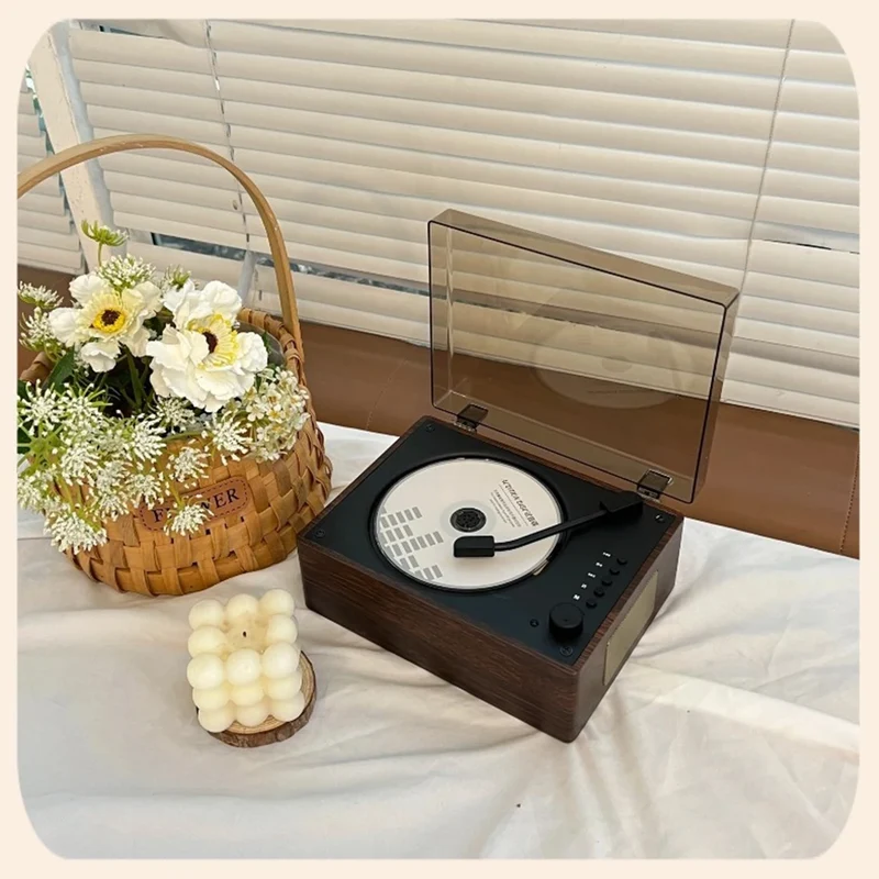 Retro CD-speler Bluetooth 5.1 Draagbaar Hout USB AUX Woonkamer Slaapkamer Muziekspeler Oplaadbaar Afstandsbediening Vintage | Sansoti