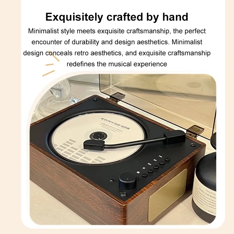 Retro CD-speler Bluetooth 5.1 Draagbaar Hout USB AUX Woonkamer Slaapkamer Muziekspeler Oplaadbaar Afstandsbediening Vintage | Sansoti