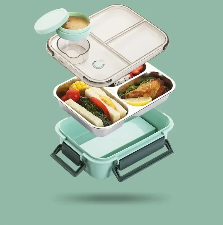 Roestvrijstalen Geïsoleerde Lunchbox Met Compartimenten En Lekvrije Deksel Voor Warme En Koude Maaltijden Onderweg | Sansoti