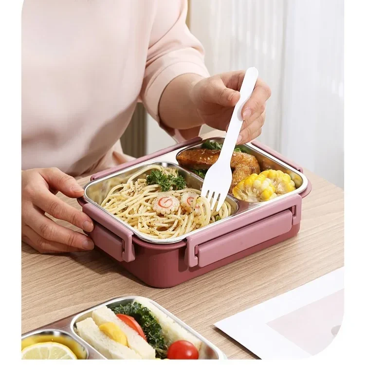 Roestvrijstalen Geïsoleerde Lunchbox Met Compartimenten En Lekvrije Deksel Voor Warme En Koude Maaltijden Onderweg | Sansoti