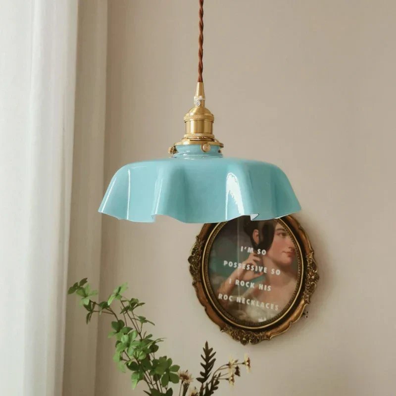 Hanglamp Messing Glas Vintage Frans Stijl Keuken Woonkamer Eettafel Pendellamp