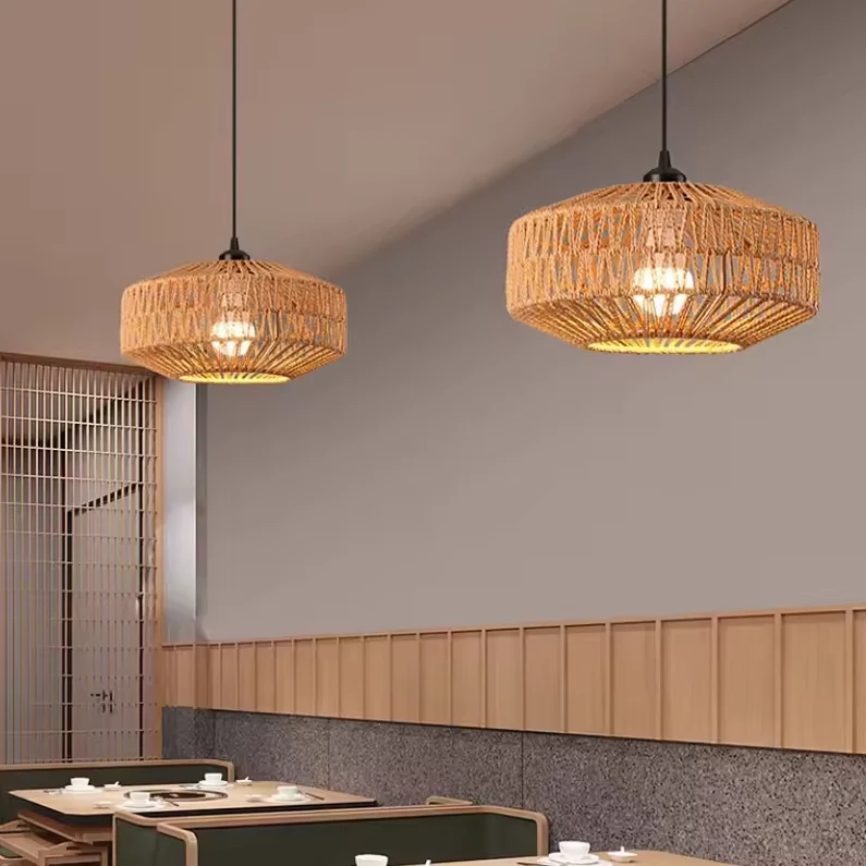 Rotan Hanglamp Handgeweven Natuurlijke Plafondlamp Bruin E27 Woonkamer | Sansoti