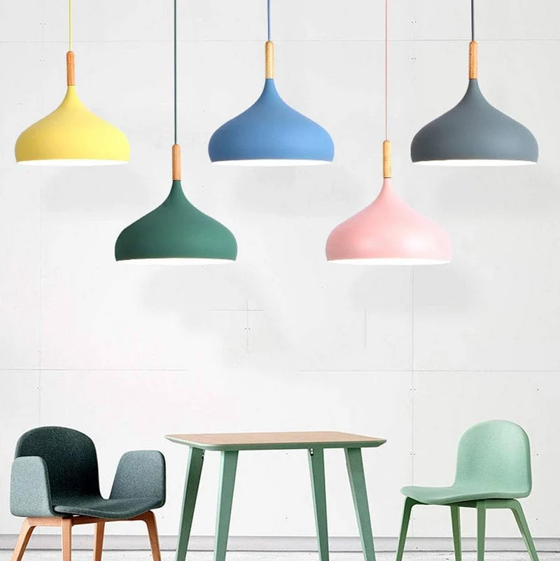 Scandinavische Hanglamp Aluminium Hout Design E27 Kleuren 24cm | Sansoti