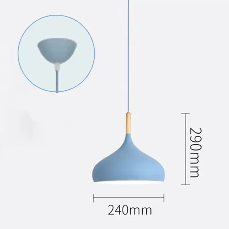 Scandinavische Hanglamp Aluminium Hout Design E27 Kleuren 24cm | Sansoti