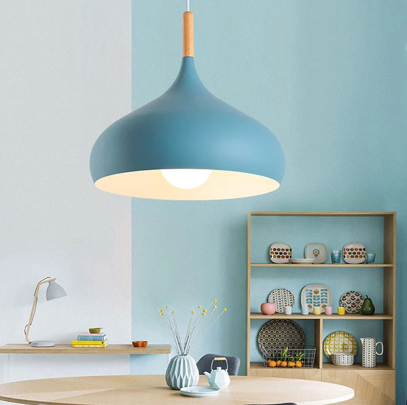 Scandinavische Hanglamp Aluminium Hout Design E27 Kleuren 24cm | Sansoti