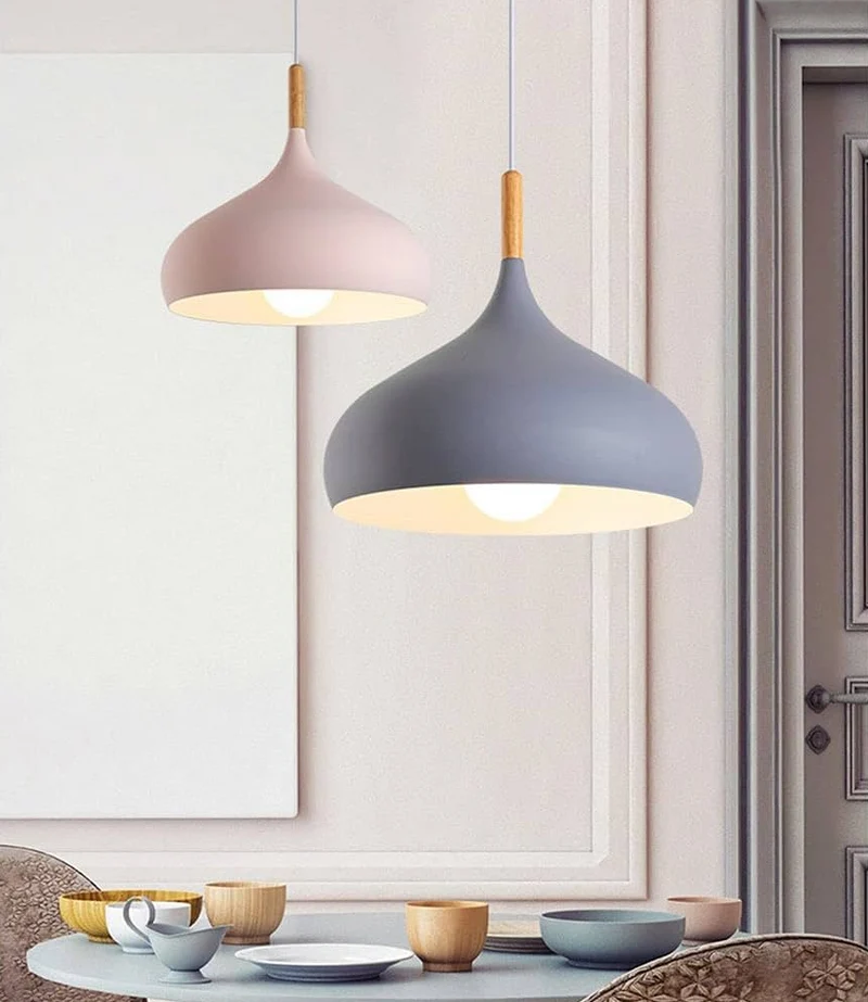 Scandinavische Hanglamp Aluminium Hout Design E27 Kleuren 24cm | Sansoti