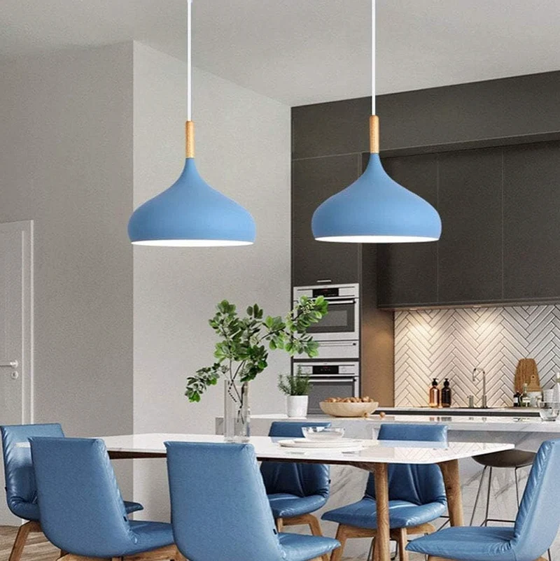 Scandinavische Hanglamp Aluminium Hout Design E27 Kleuren 24cm | Sansoti