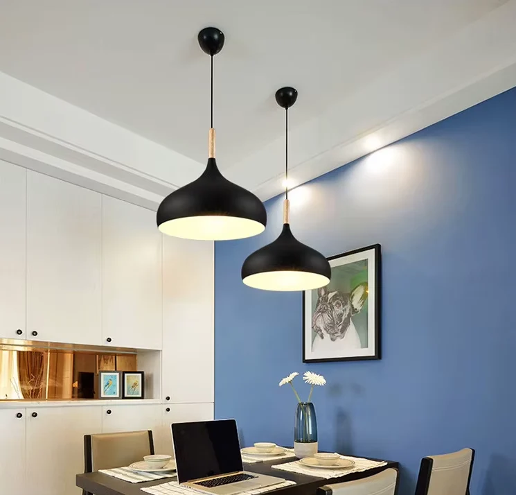 Scandinavische Hanglamp Aluminium Hout Design E27 Kleuren 24cm | Sansoti