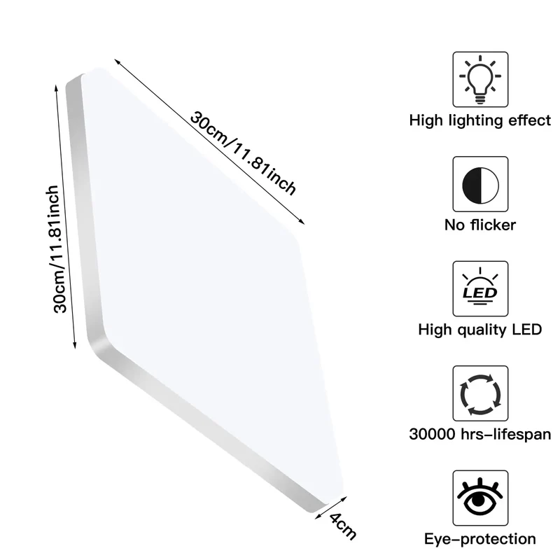Badkamerlamp Plafond LED Vierkant 48W 6500K IP44 5400LM | Sansoti