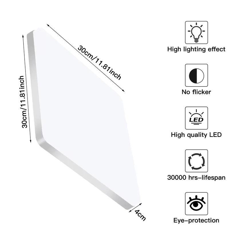 Badkamerlamp Plafond LED Vierkant 48W 6500K IP44 5400LM | Sansoti