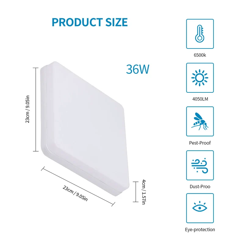 Badkamerlamp Plafond LED Vierkant 48W 6500K IP44 5400LM | Sansoti