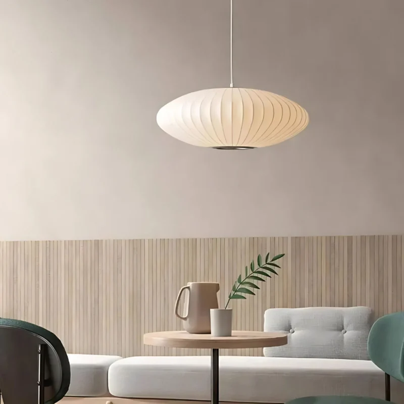 Hanglamp Ribbel Rond Cacoon Materiaal Crème Modern Design | Sansoti