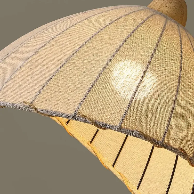Hanglamp Wabi Sabi Hout En Witte Stoffen Kap Scandinavisch E27 | Sansoti