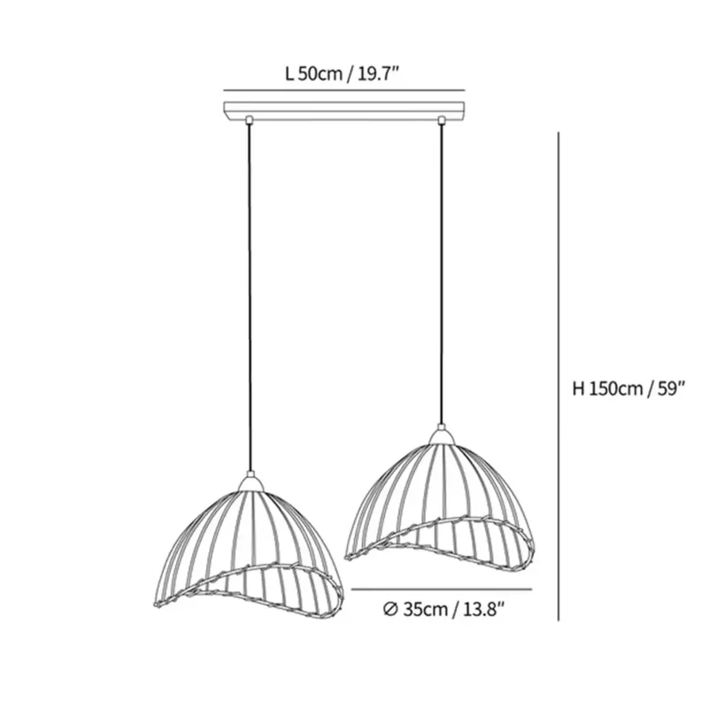 Hanglamp Wabi Sabi Hout En Witte Stoffen Kap Scandinavisch E27 | Sansoti