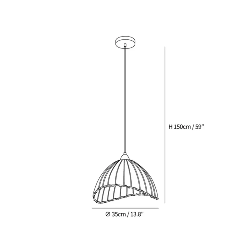 Hanglamp Wabi Sabi Hout En Witte Stoffen Kap Scandinavisch E27 | Sansoti