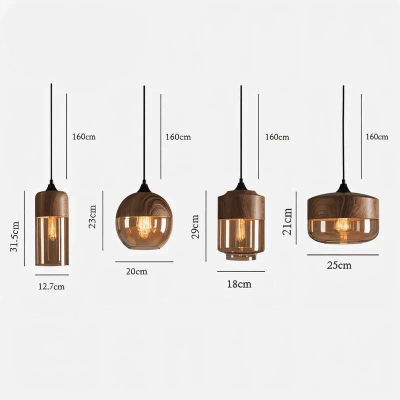 Hanglamp Retro Glas Scandinavisch Metaal Amber Verstelbaar E27 | Sansoti