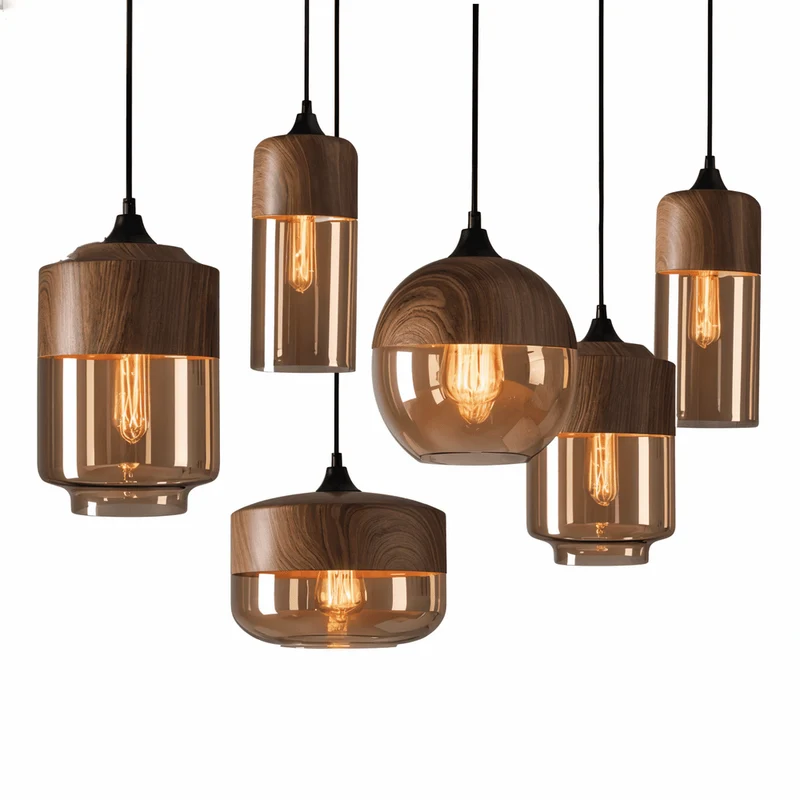 Hanglamp Retro Glas Scandinavisch Metaal Amber Verstelbaar E27 | Sansoti
