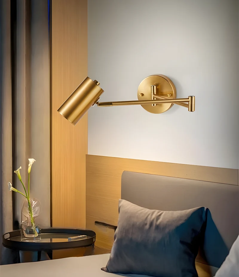 Wandlamp Verstelbare Arm LED Metaal Goud Zwart Slaapkamer Leeslamp Draaibaar Flexibel Bedlamp Woonkamer | Sansoti