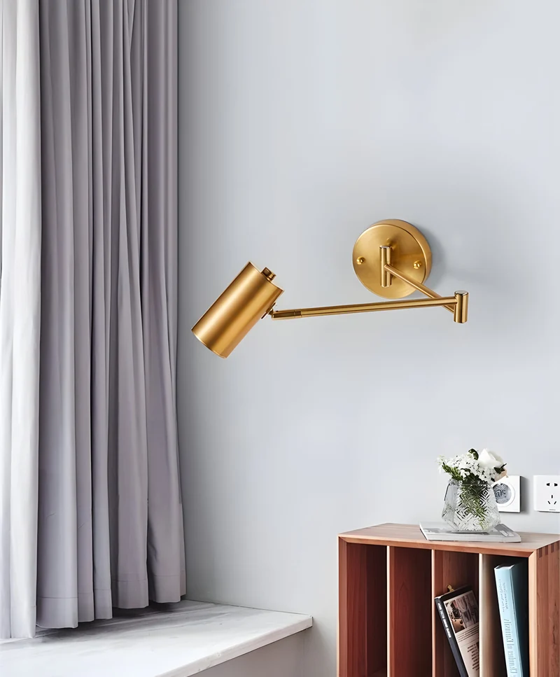 Wandlamp Verstelbare Arm LED Metaal Goud Zwart Slaapkamer Leeslamp Draaibaar Flexibel Bedlamp Woonkamer | Sansoti
