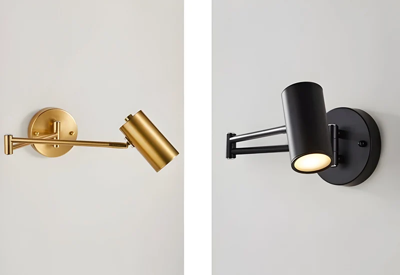 Wandlamp Verstelbare Arm LED Metaal Goud Zwart Slaapkamer Leeslamp Draaibaar Flexibel Bedlamp Woonkamer | Sansoti