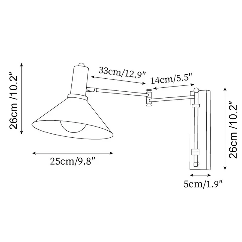 Wandlamp Zwenkbaar 360 Graden Metaal E27 Bedlamp Woonkamer Slaapkamer Modern | Sansoti