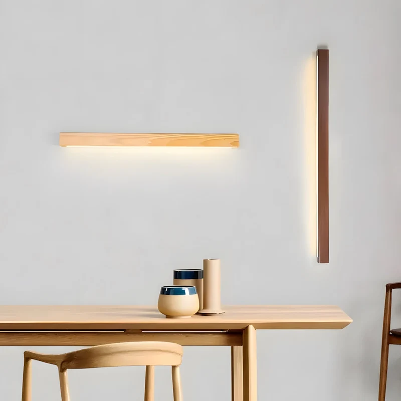 Houten Wandlamp met Spiegel LED Badkamer Slaapkamer Keuken Rond Acrylic | Sansoti