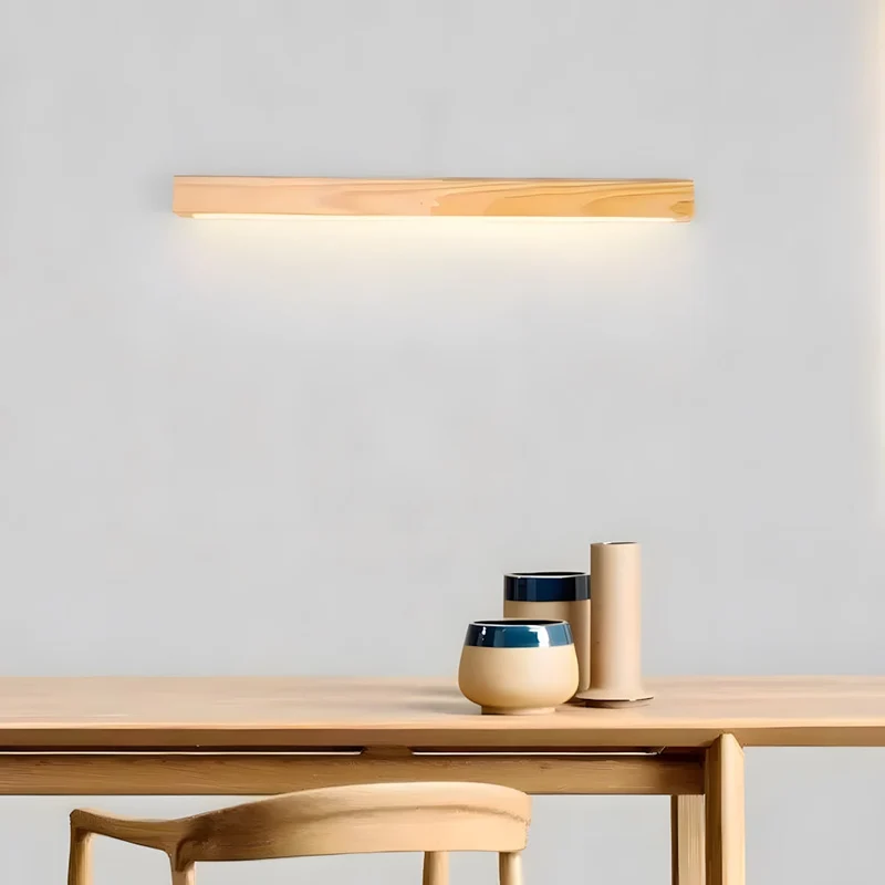 Houten Wandlamp met Spiegel LED Badkamer Slaapkamer Keuken Rond Acrylic | Sansoti