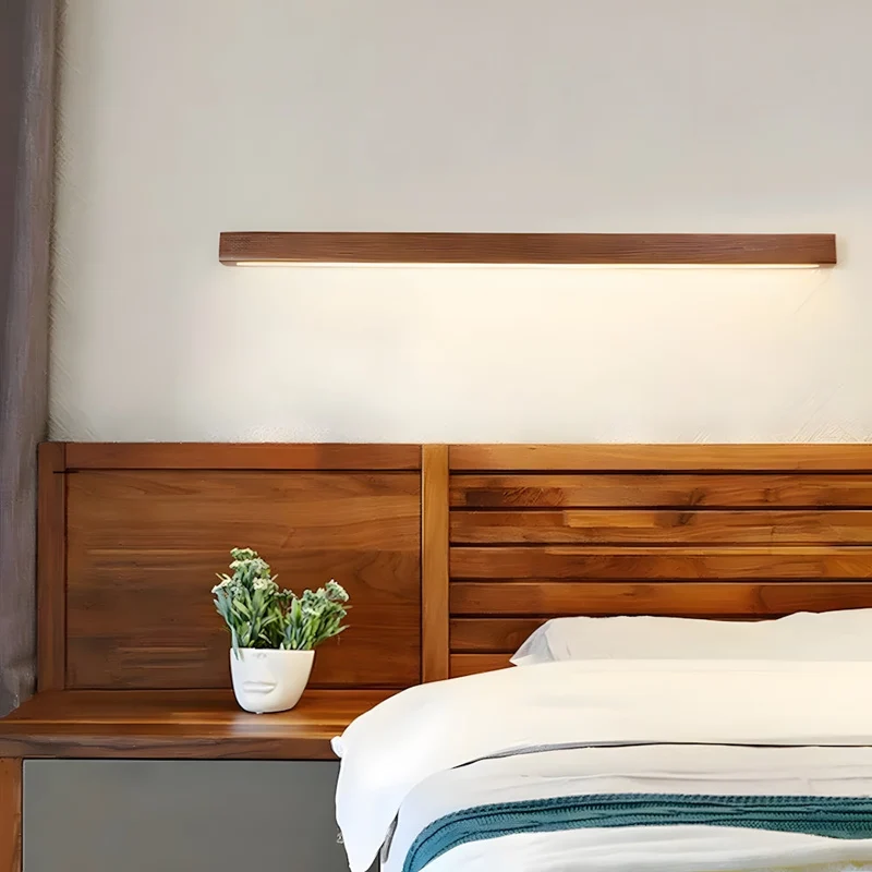 Houten Wandlamp met Spiegel LED Badkamer Slaapkamer Keuken Rond Acrylic | Sansoti