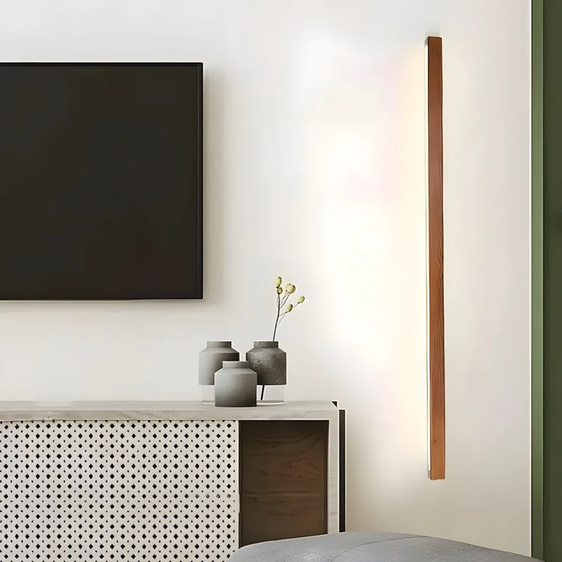 Houten Wandlamp met Spiegel LED Badkamer Slaapkamer Keuken Rond Acrylic | Sansoti