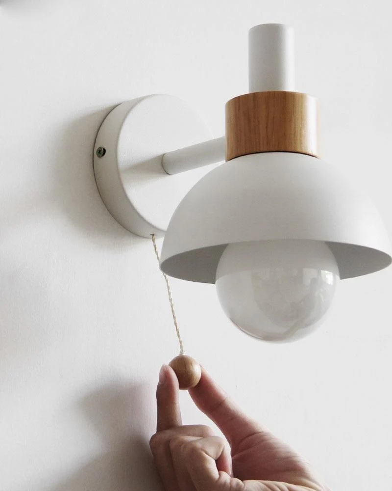 Wandlamp Bolvormig Pastel Aluminium Hout Trekschakelaar E26 Scandinavisch Woonkamer | Sansoti
