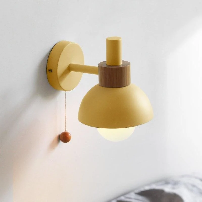 Wandlamp Bolvormig Pastel Aluminium Hout Trekschakelaar E26 Scandinavisch Woonkamer | Sansoti