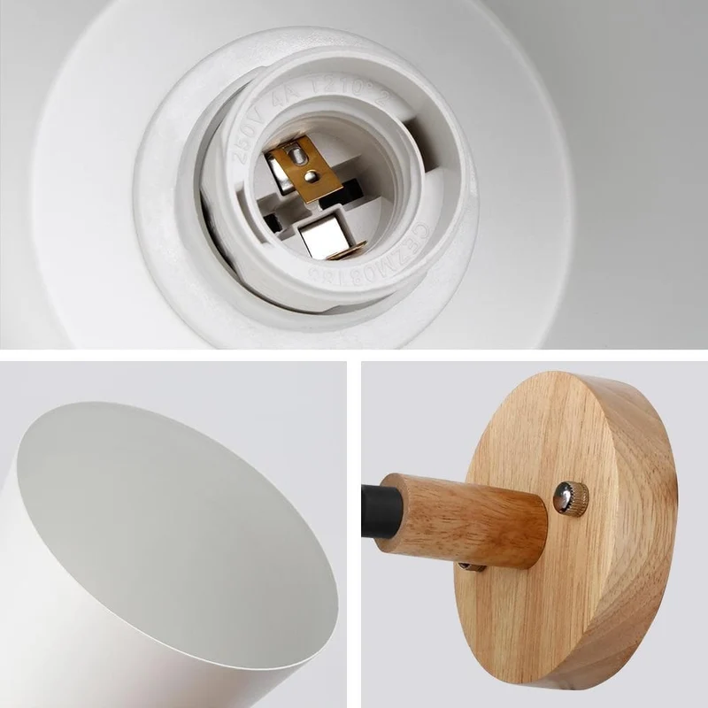 Wandlamp Hout Metaal Trekschakelaar Draaibaar E27 Mid-Century Slaapkamer Woonkamer | Sansoti