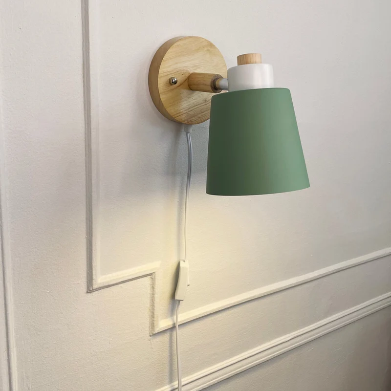 Wandlamp Hout Metaal Draaibaar E27 Leeslamp Slaapkamer Woonkamer Scandinavisch | Sansoti