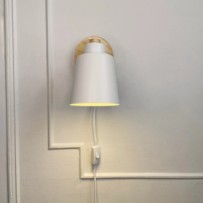 Wandlamp Hout Metaal Draaibaar E27 Leeslamp Slaapkamer Woonkamer Scandinavisch | Sansoti