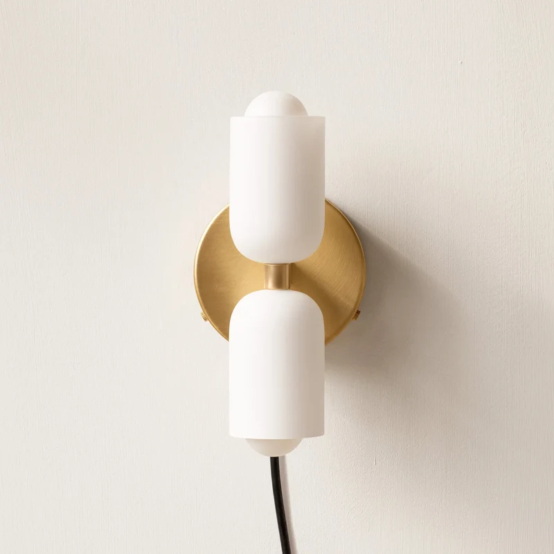 Wandlamp Dubbel Retro Frans Glas E14 Goud Slaapkamer Gang Badkamer Woonkamer Vintage | Sansoti