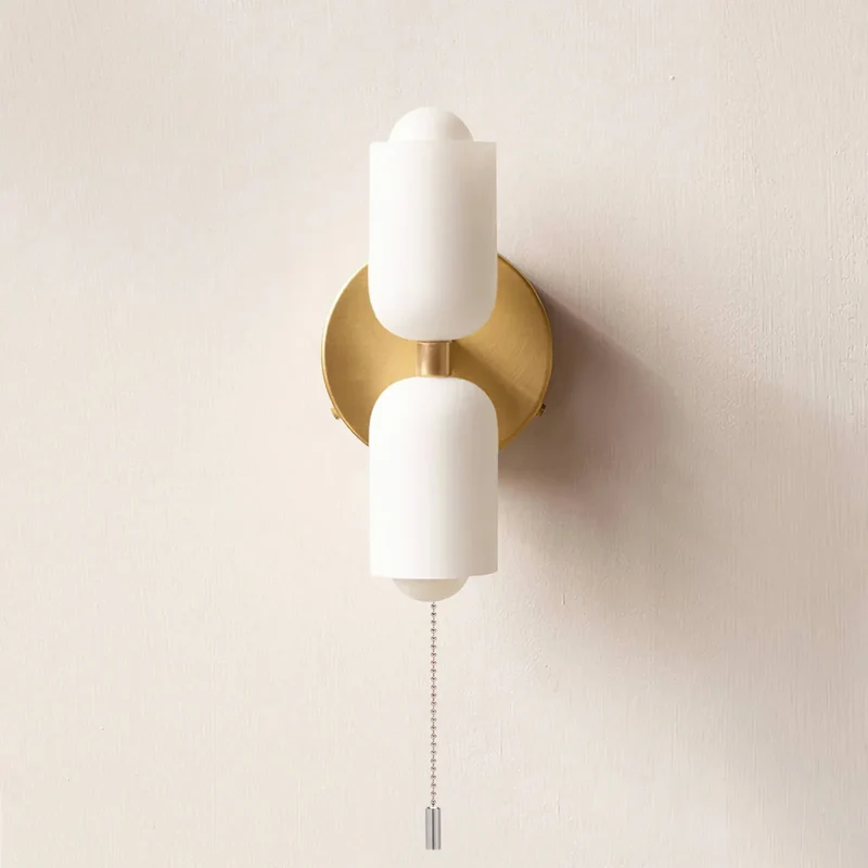 Wandlamp Dubbel Retro Frans Glas E14 Goud Slaapkamer Gang Badkamer Woonkamer Vintage | Sansoti