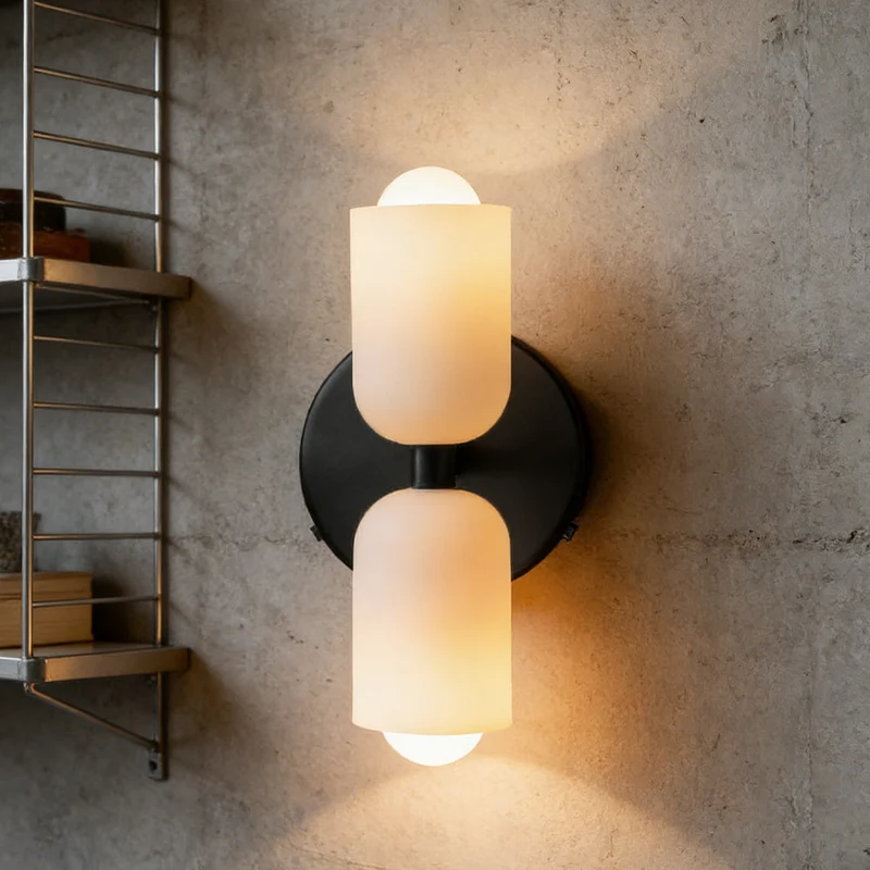 Wandlamp Dubbel Retro Frans Glas E14 Goud Slaapkamer Gang Badkamer Woonkamer Vintage | Sansoti