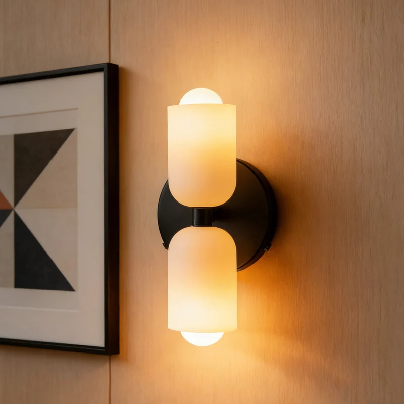 Wandlamp Dubbel Retro Frans Glas E14 Goud Slaapkamer Gang Badkamer Woonkamer Vintage | Sansoti