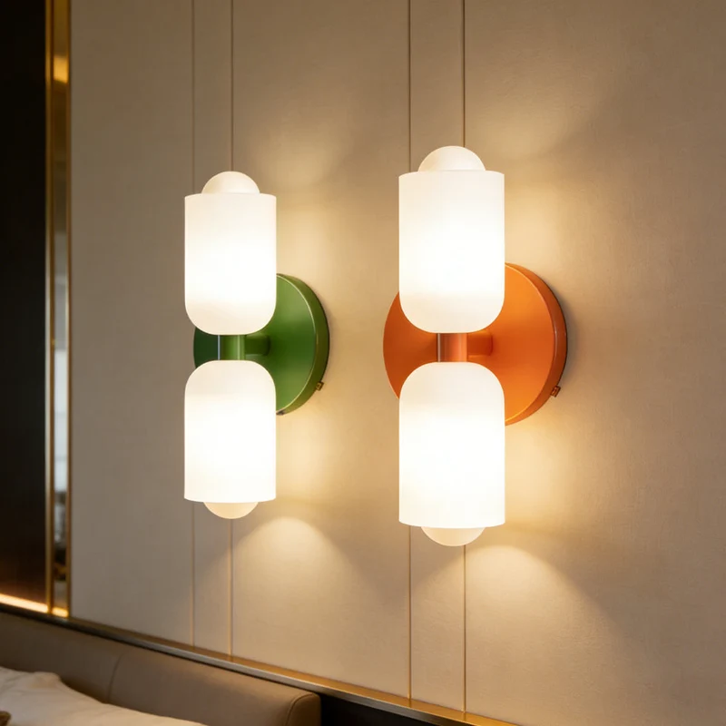 Wandlamp Dubbel Retro Frans Glas E14 Goud Slaapkamer Gang Badkamer Woonkamer Vintage | Sansoti