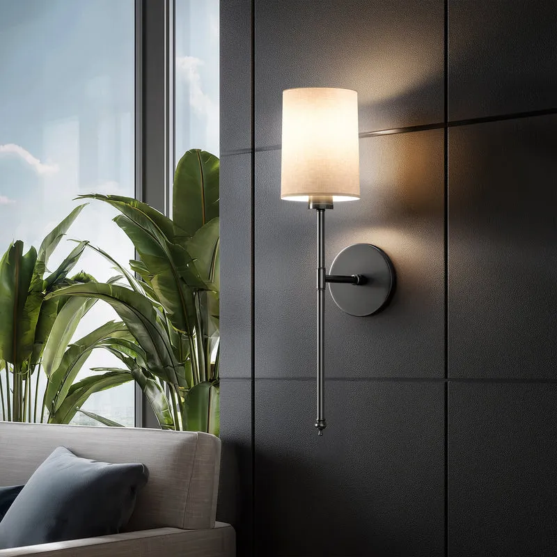 Wandlamp Goud Witte Cilinderkap Set 2 Draadloos Afstandsbediening Dimbaar RGB Slaapkamer | Sansoti