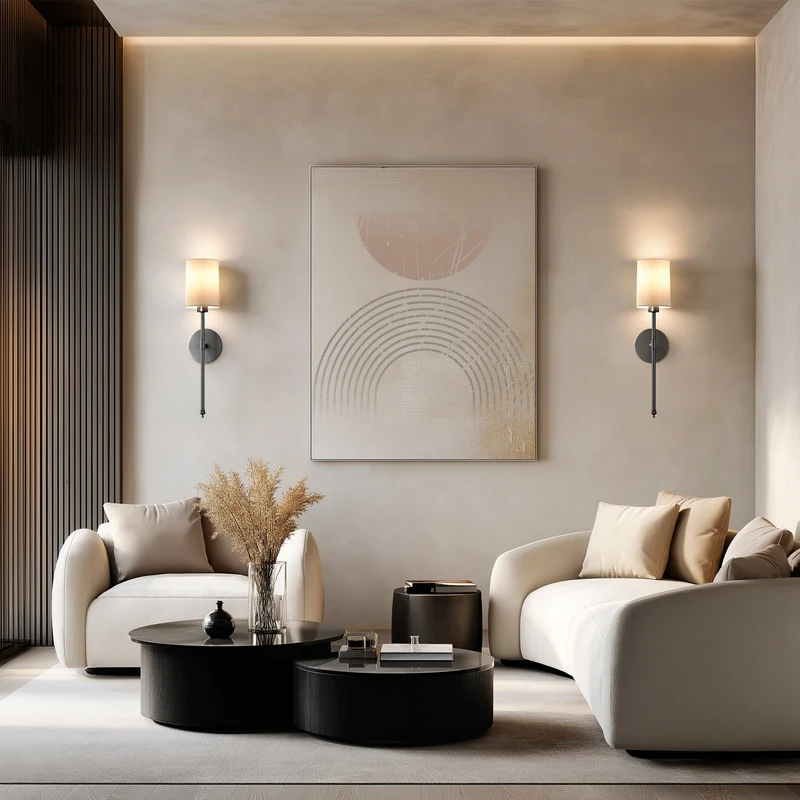 Wandlamp Goud Witte Cilinderkap Set 2 Draadloos Afstandsbediening Dimbaar RGB Slaapkamer | Sansoti