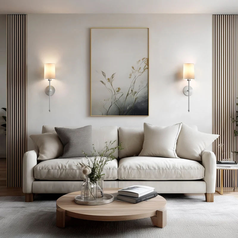 Wandlamp Goud Witte Cilinderkap Set 2 Draadloos Afstandsbediening Dimbaar RGB Slaapkamer | Sansoti