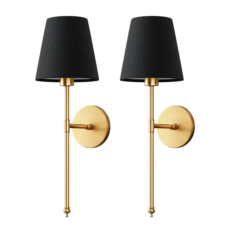 Wandlamp Goud Zwarte Kap Set 2 Draadloos Afstandsbediening Dimbaar RGB Slaapkamer Woonkamer | Sansoti